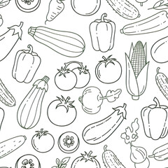 fresh vegetable line art pattern for healthy eating designs