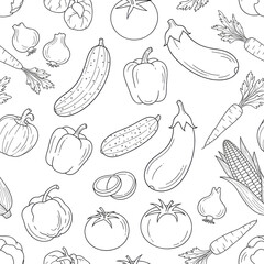 fresh vegetable line art pattern perfect for cookbook menu or farm design