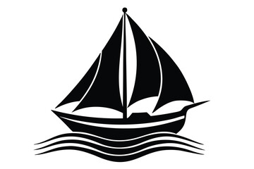 sailboat in sea vector icon