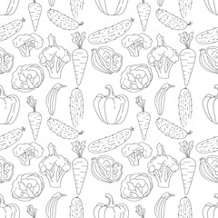 fresh vegetable line art pattern perfect for healthy eating designs