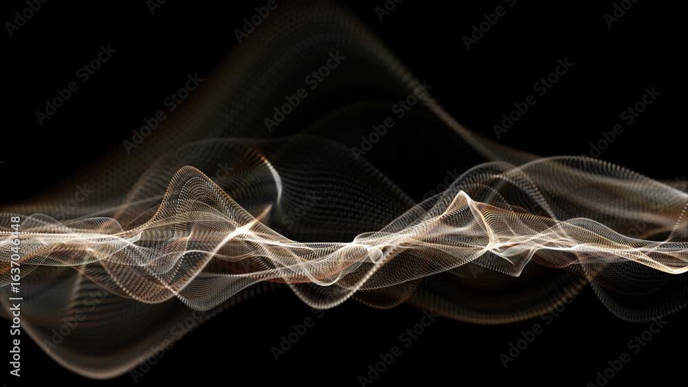 Aufkleber futuristic video animation with particle wave object in slow motion, 4096x2304 loop 4k