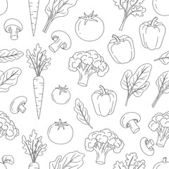 fresh vegetable line art pattern perfect for packaging and recipe books
