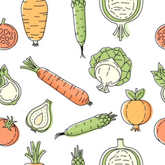 fresh vegetable seamless pattern vibrant carrots onions more