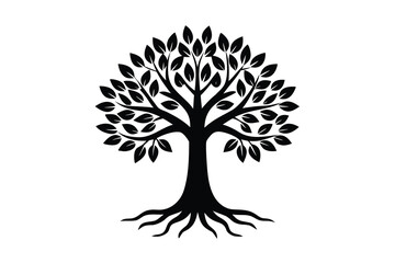 tree with roots and leaves vector icon