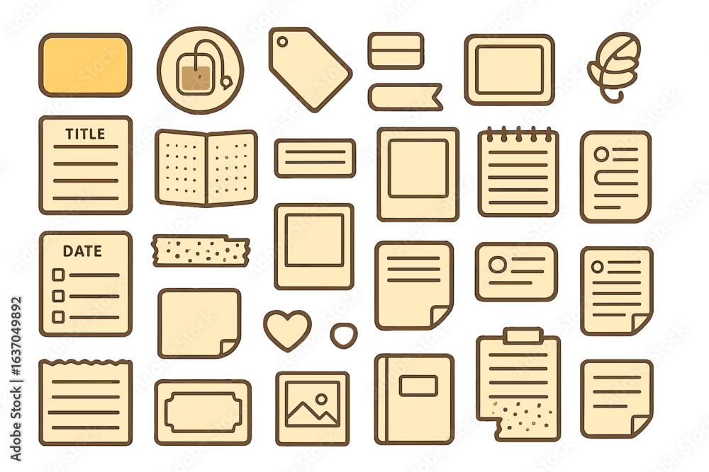 Poster collection of blank templates and note designs for organizing tasks and ideas in creative projects