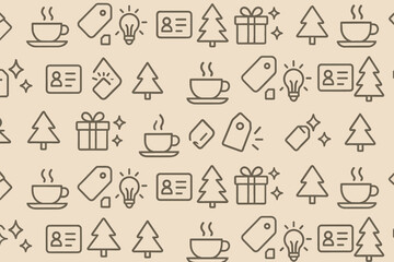 Unique pattern design featuring cups, gift boxes, and Christmas trees for festive occasions and celebrations