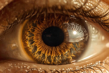 Blue human eye closeup with detailed iris and pupil design.