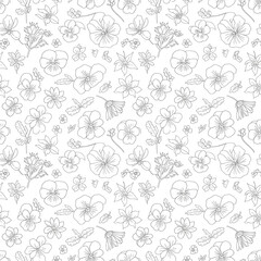 elegant floral line art pattern seamless design for spring projects