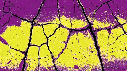 Abstract Cracked Surface Texture Purple Yellow Grunge Background