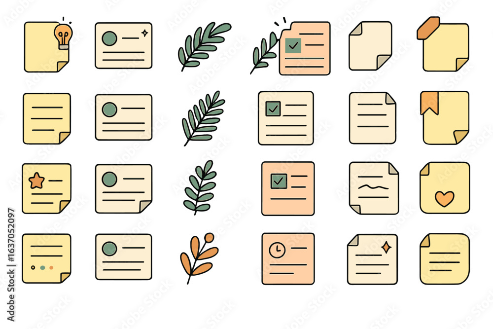 Aufkleber collection of various sticky notes and icons for digital documentation and organization activities i