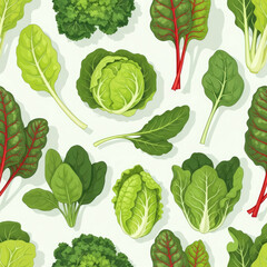 fresh leafy greens seamless pattern for healthy lifestyle branding