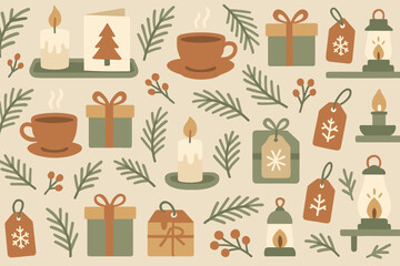 Holiday decorations and cozy elements create a festive atmosphere in a warm setting