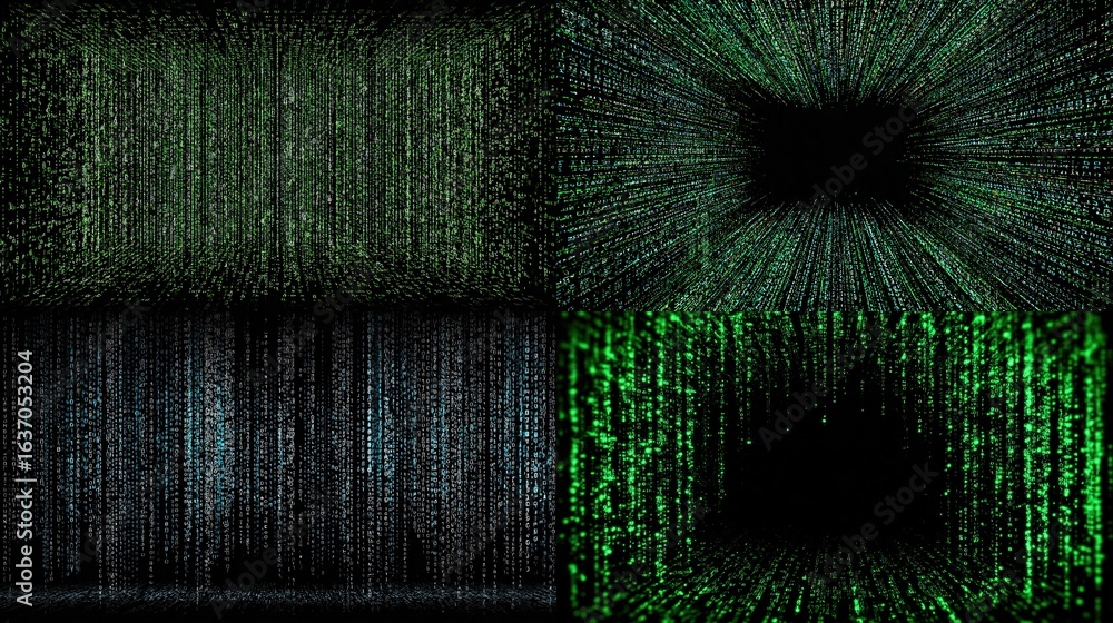 Fototapete and keyword list based on the image you provided digital green rain falling down abstract code flowi