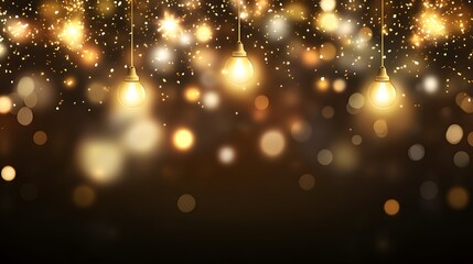 Glowing Bulbs Festive Background Golden Lights Bokeh Sparkle