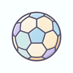 Naklejka premium A stylized soccer ball illustration in soft pastel colors. A simple vector icon for sports, games, and recreational activities.