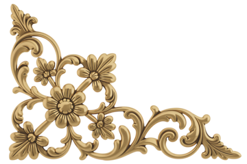 Elegant golden floral flourish corner accent for invitations and design elements, adding a touch of luxury