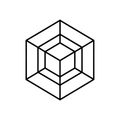 Nested cube isometric on transparent background