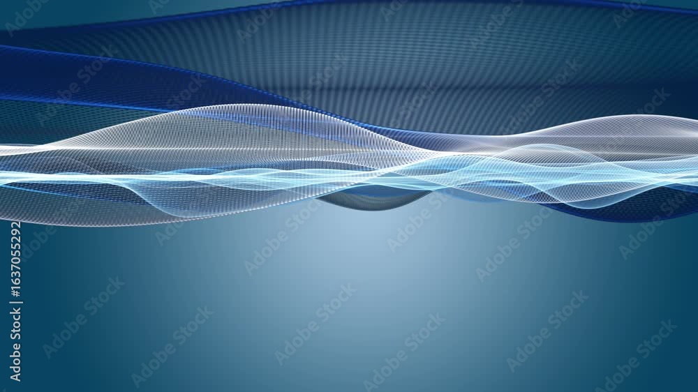 Poster fantastic video animation with particle wave object in slow motion and space for text, 4096x2304 loo