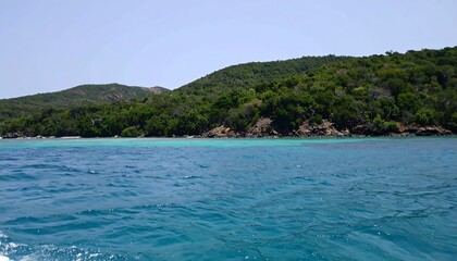 Naklejka premium Tropical island shoreline, turquoise water