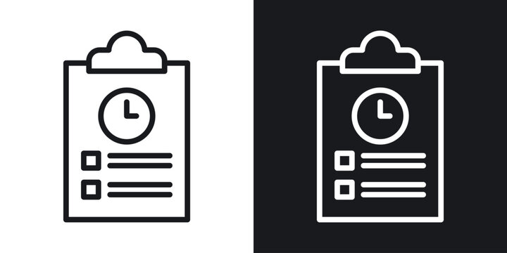 Timesheet icon thin line outline art. Doodle graphics