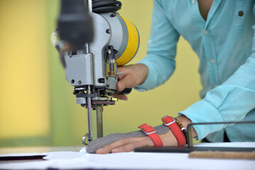 sewing wedding dresses in the sewing workshop
