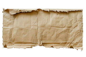 Torn, crumpled beige cardboard