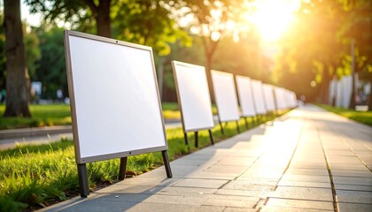 Blank outdoor signage in park