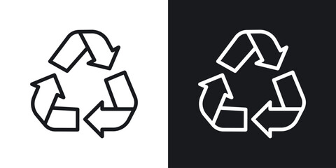 Fototapeta premium Recycling icon thin line outline art. Doodle graphics