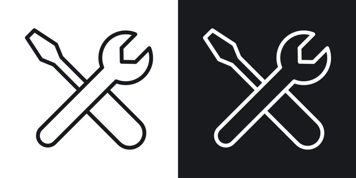 Repair tools icon thin line outline art. Doodle graphics