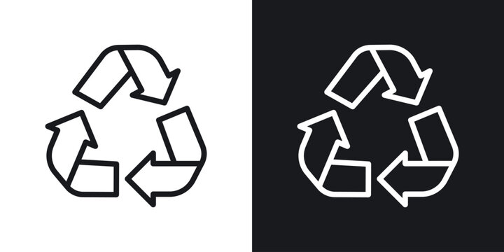 Recycling icon thin line outline art. Doodle graphics