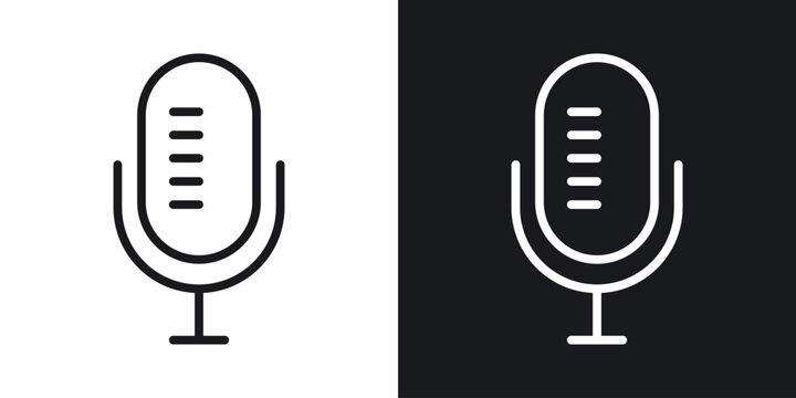 Podcast icon thin line outline art. Doodle graphics