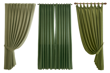 Elegant green curtains offer privacy and style to enhance your home decor, bringing warmth and sophistication