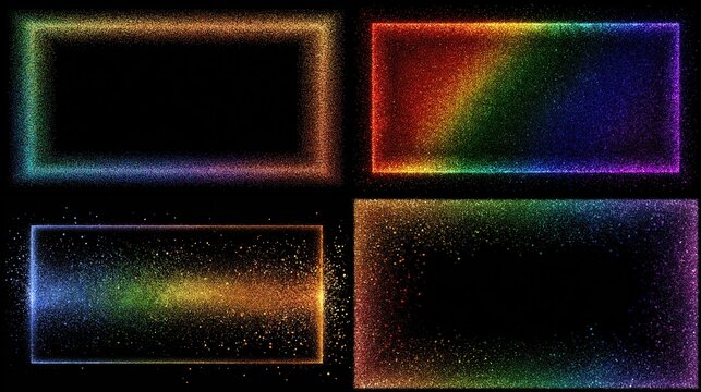 and keyword list based on the image you provided

 Dazzling, Rectangular Particles Glow, Shimmer, and Radiate in Dark Space