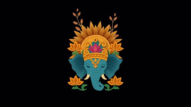 Elephant With Floral Crown Paper Cut