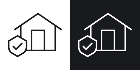 Obraz premium Home insurance icon thin line outline art. Doodle graphics