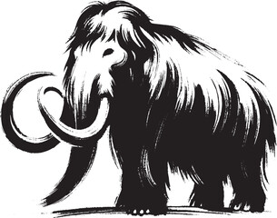 Striking Sumi-e Woolly Mammoth: A Minimalist Brush Stroke Icon D