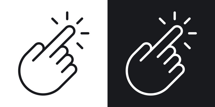 Hand click icon thin line outline art. Doodle graphics