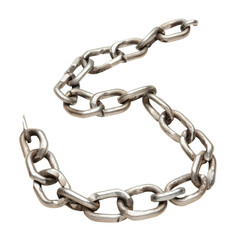 Obraz premium A metallic chain in a stylized S shape. A slightly aged, silver-toned chain, with links interlocking, forms a loose curve
