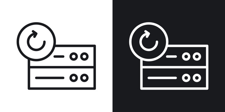 Data backup icon thin line outline art. Doodle graphics