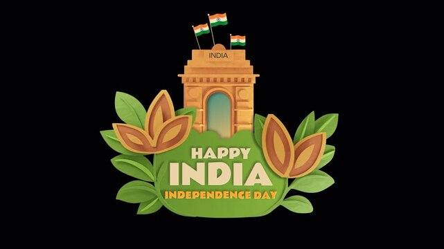 Happy India Independence Day Paper Cut Title