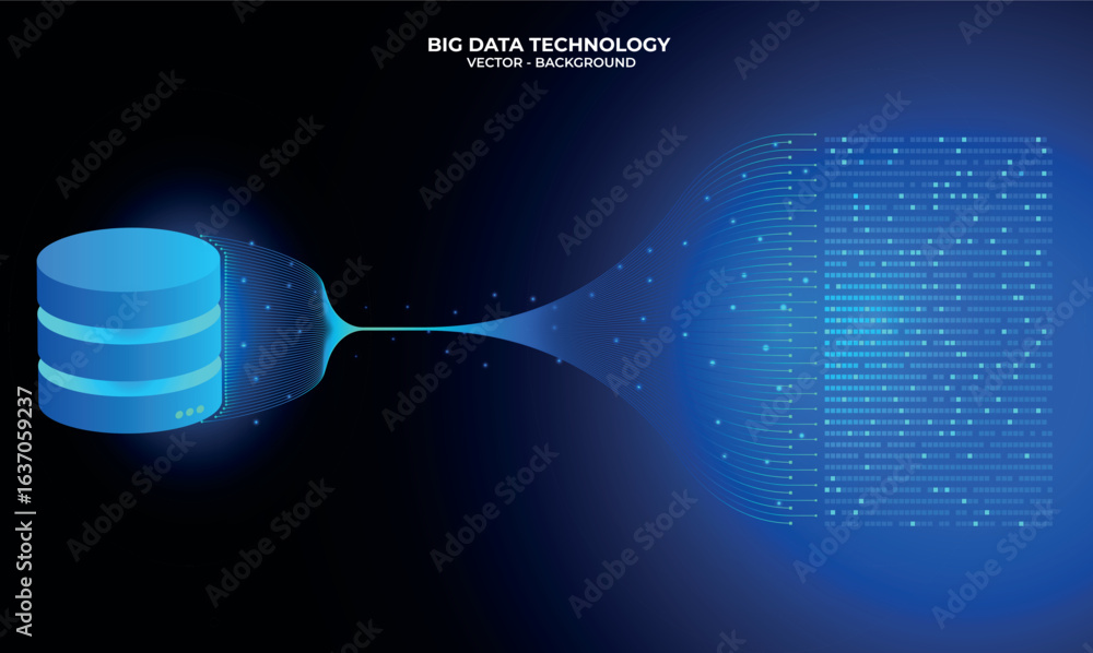Poster multicolored futuristic wavelines fiber and digital data flow in a room with a glowing server transm