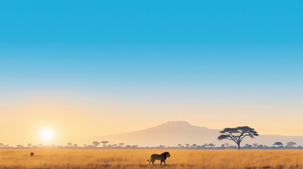 lion in the savanna African wildlife landscape.