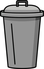 Simple gray trash can with lid and handle