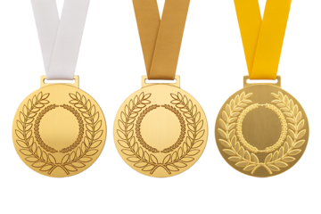 Celebrate success with gold silver and bronze medals for winners and champions achievement