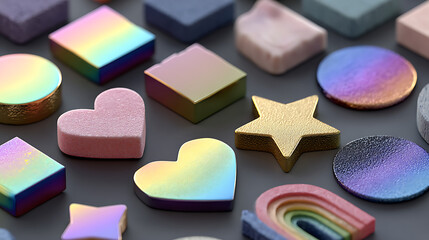 Fototapeta premium Colorful pastel geometric shapes collection wallpaper images