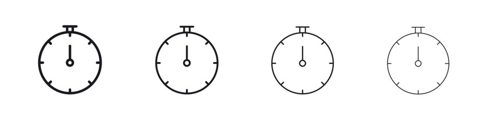 Timer icons big set. Simple black stroke line versions collection