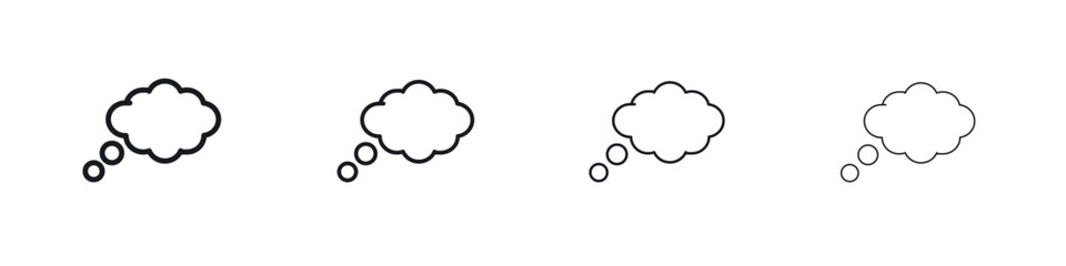Think bubble icons big set. Simple black stroke line versions collection