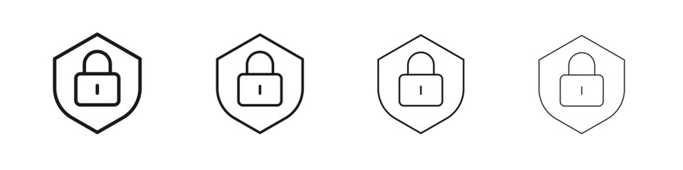 Security lock icons big set. Simple black stroke line versions collection