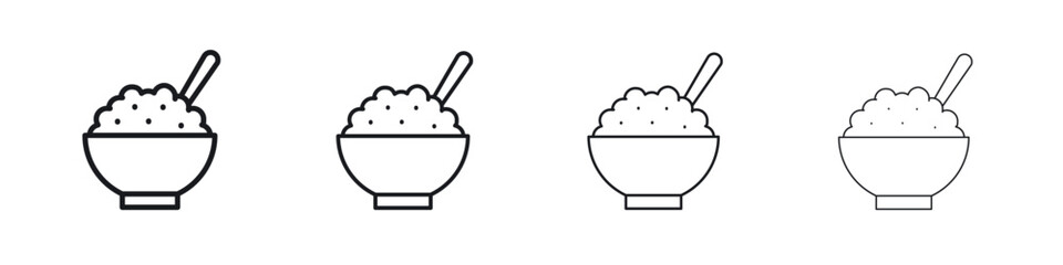 Rise Bowl icons big set. Simple black stroke line versions collection