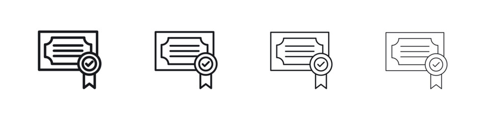 Qualification icons big set. Simple black stroke line versions collection